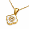 Elixir Gold Plated Shell Filled Four-Leaf Clover Artificial Necklace | Waterproof & Tarnish-Free