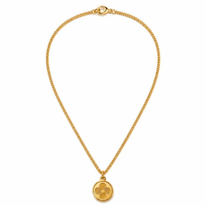 Elixir Textured Four-Leaf Clover Artificial Necklace | Waterproof Gold Plated Chain - Image 2