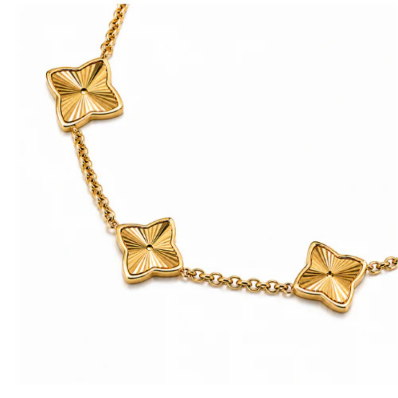 Elixir Gold Plated Multi-Clover Artificial Necklace | Waterproof & Tarnish-Free - Image 2