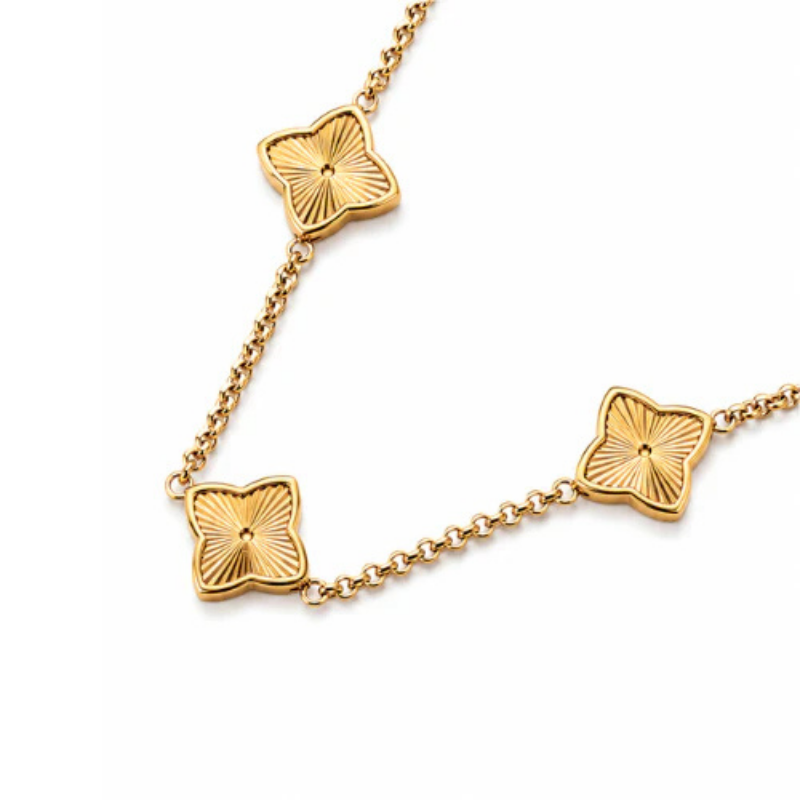 Elixir Gold Plated Multi-Clover Artificial Necklace | Waterproof & Tarnish-Free - Image 3