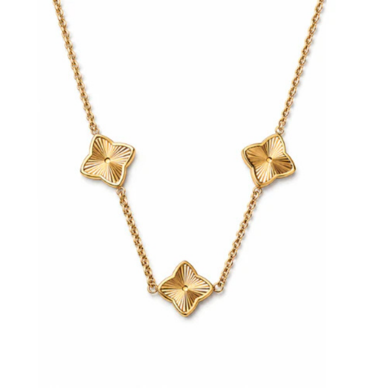 Elixir Gold Plated Multi-Clover Artificial Necklace | Waterproof & Tarnish-Free